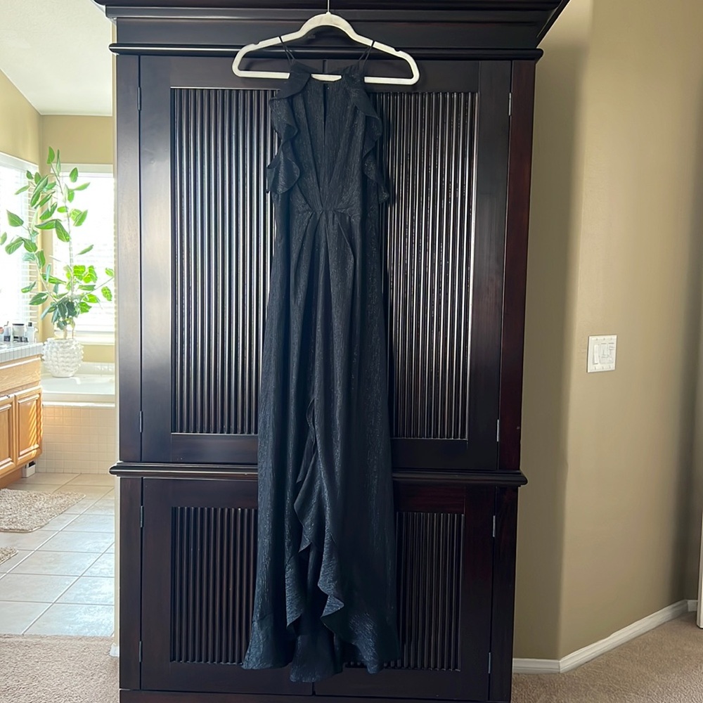 Astr  Long Black Shimmer Maxi Gown Size M